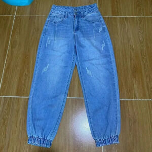 Y2K Medium Wash Blue High Rise Denim Jeans Joggers Pants Women’s M Pocket